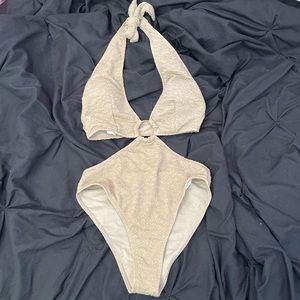 Tan one piece bathing suit!